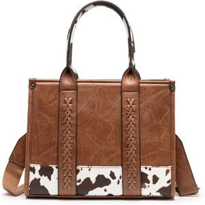 Women’s brown Crocodile Pattern Satchel Set | Stylish Tote & Purse Bags